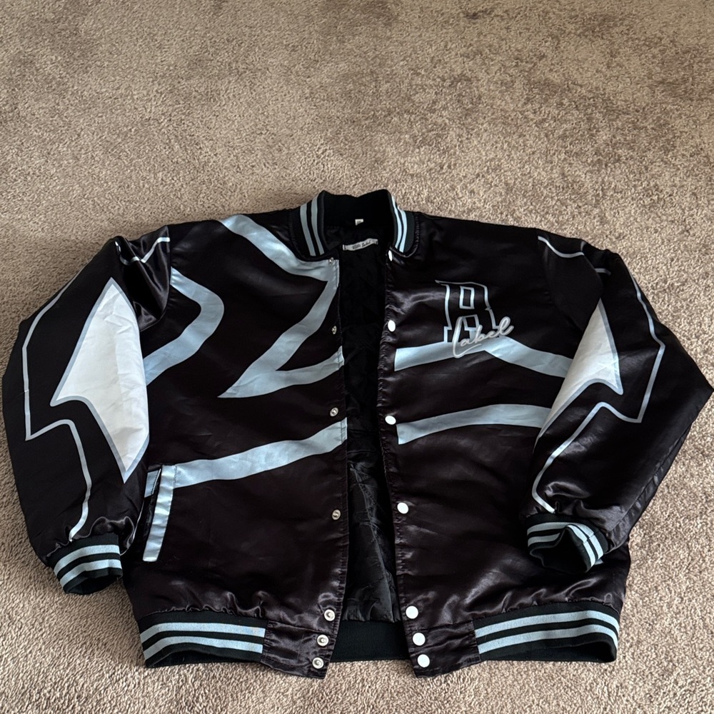 Stylish Black and Gray Men's “Bet on Me” Bomber Jacket